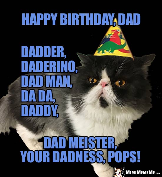 Party Cat: Happy Birthday, Dad, daderino, dad man dad meister...
