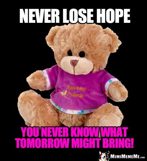 Special Friend Bear Says: Never lose hope. You never know what tomorrow might bring!