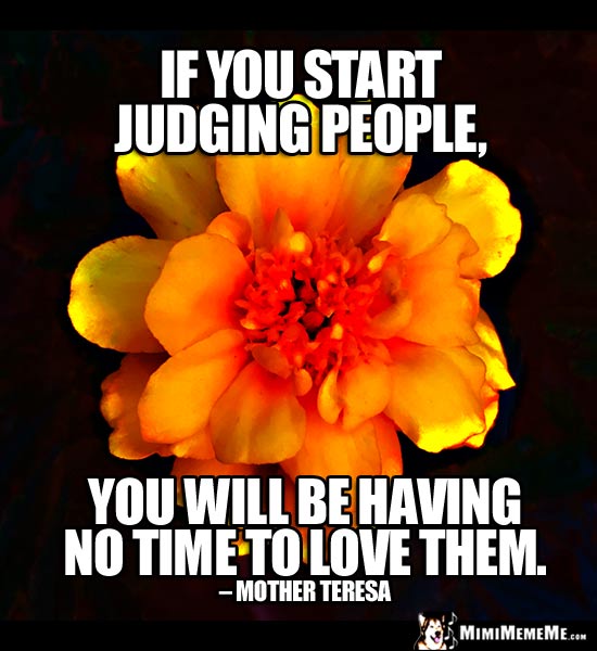 Mother Teresa Quote: If you start judging people, you will be having no time to love them.